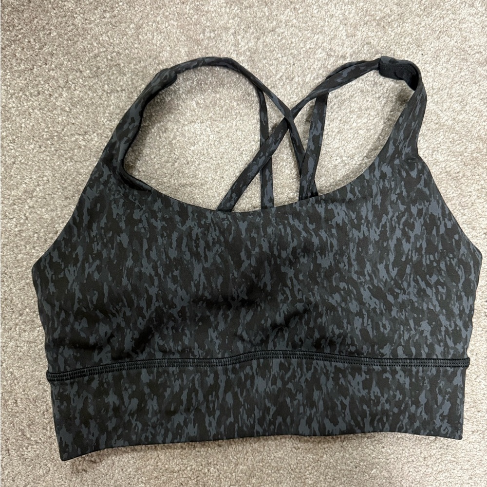 LULULEMON Black Patterned Sports Bra